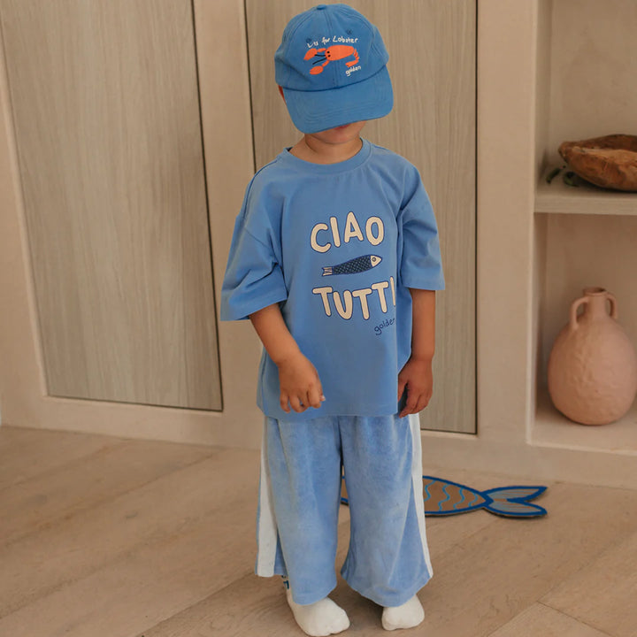 Mid Sleeve Tee | Ciao Tutti Pesci - Pool Blue