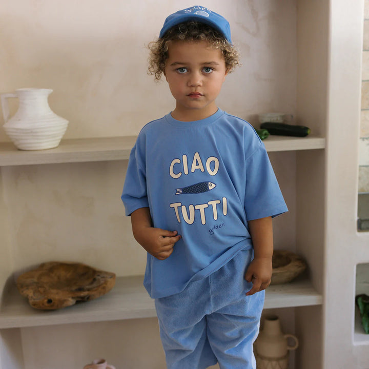 Mid Sleeve Tee | Ciao Tutti Pesci - Pool Blue