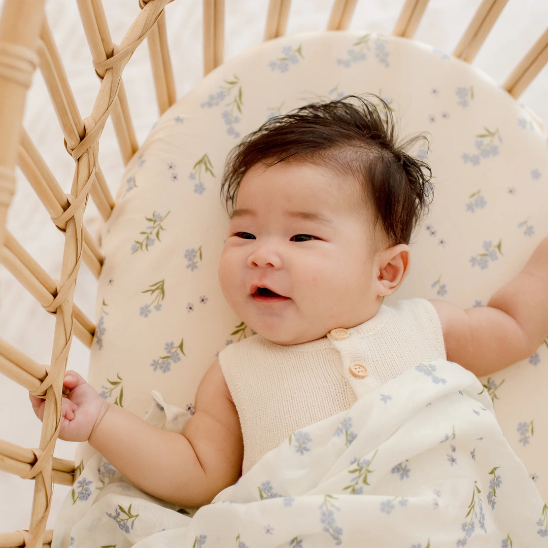 Bassinet | Fitted Sheet/Change Pad Cover | Organic - Forget-Me-Not