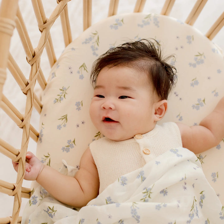 Bassinet | Fitted Sheet/Change Pad Cover | Organic - Forget-Me-Not