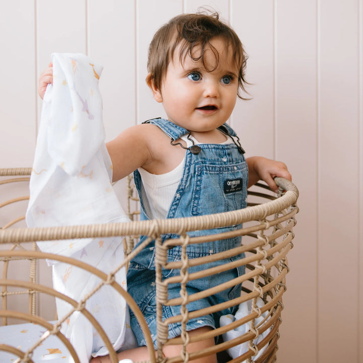 Bassinet | Fitted Sheet/Change Pad Cover | Organic - Ocean Creatures Sky
