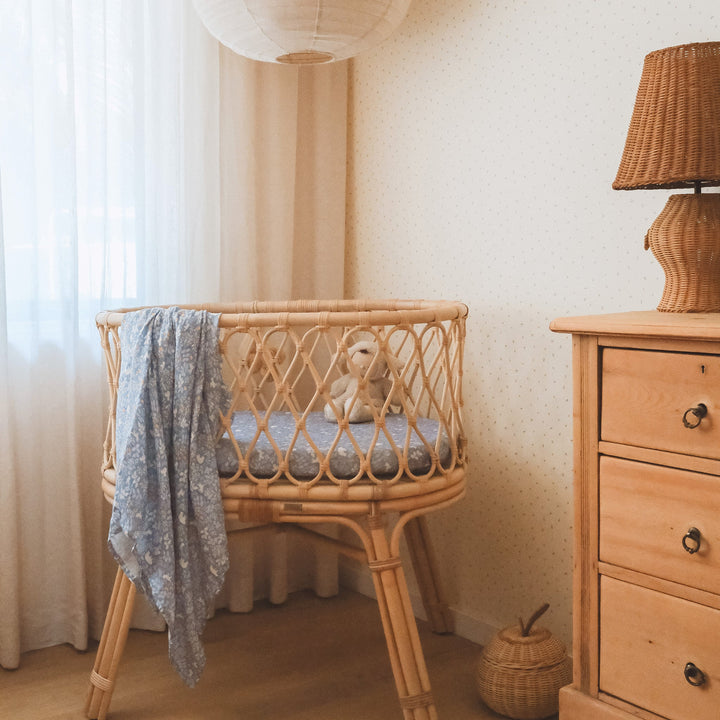 Bassinet | Fitted Sheet/Change Pad Cover | Organic - Forest Friends Cornflower