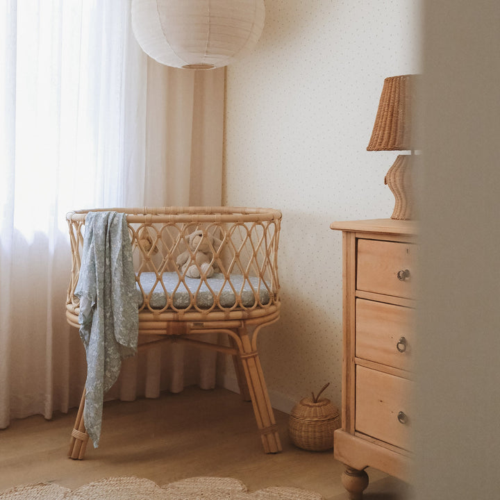 Bassinet | Fitted Sheet/Change Pad Cover | Organic - Forest Friends Cornflower