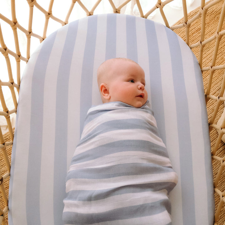 Bassinet | Fitted Sheet/Change Pad Cover | Organic - Cloud Stripe