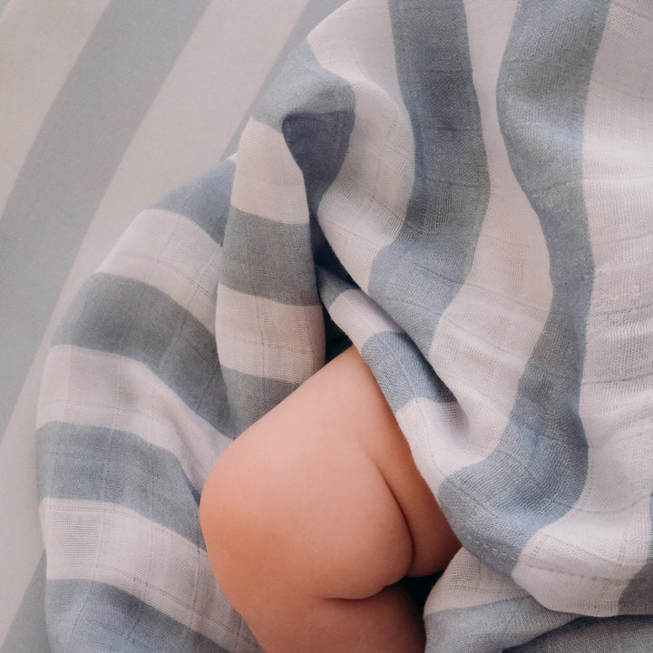 Bassinet | Fitted Sheet/Change Pad Cover | Organic - Cloud Stripe