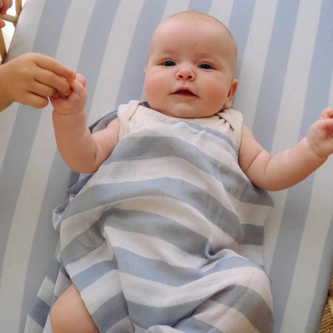 Bassinet | Fitted Sheet/Change Pad Cover | Organic - Cloud Stripe