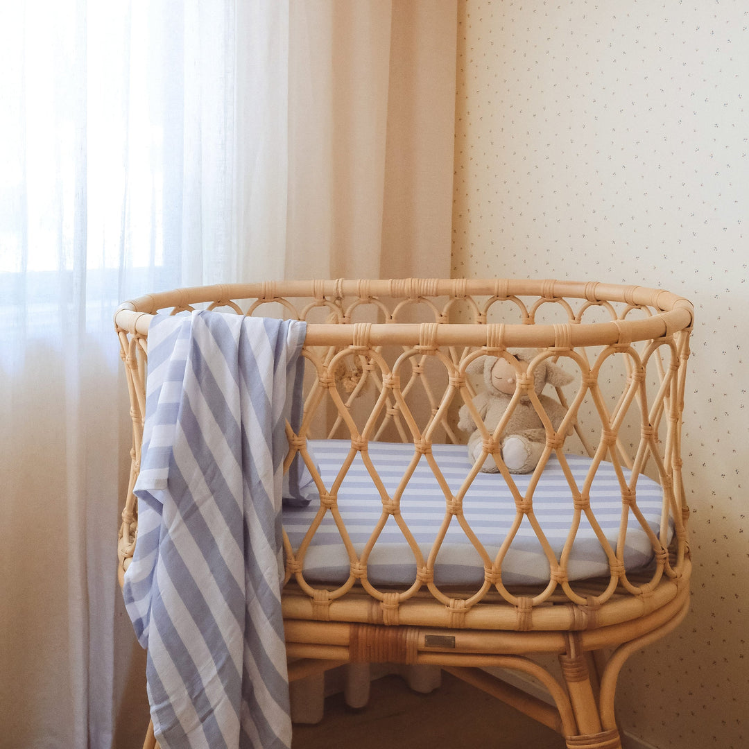 Bassinet | Fitted Sheet/Change Pad Cover | Organic - Cloud Stripe