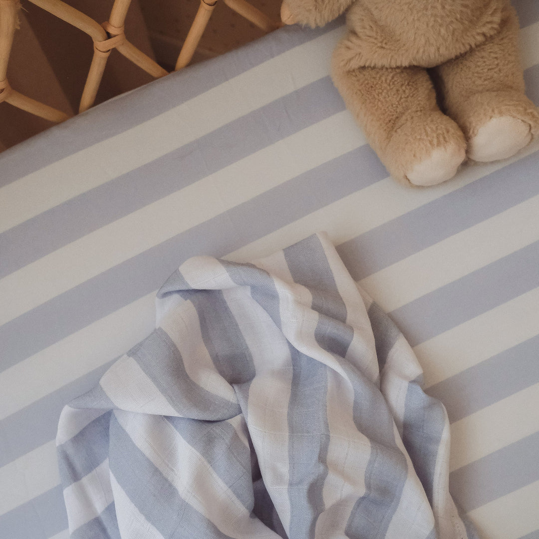 Bassinet | Fitted Sheet/Change Pad Cover | Organic - Cloud Stripe