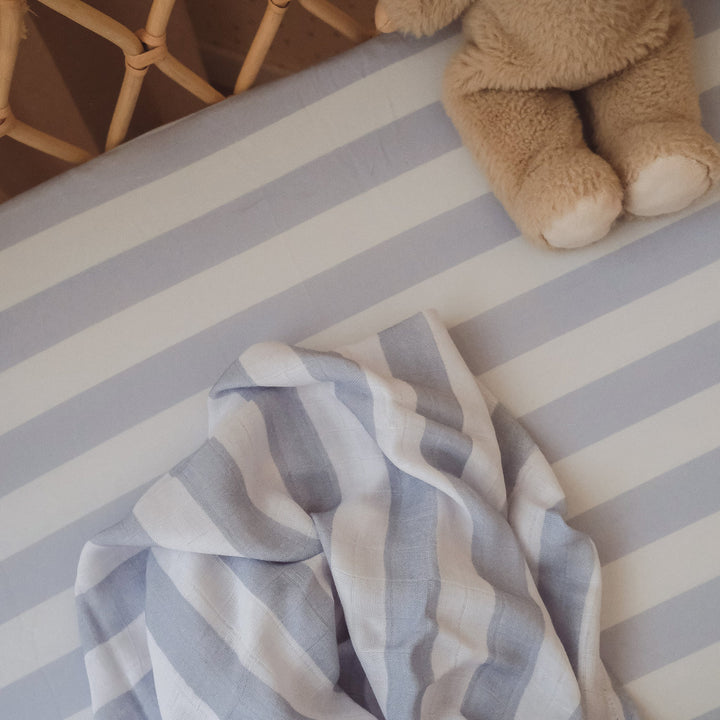 Bassinet | Fitted Sheet/Change Pad Cover | Organic - Cloud Stripe