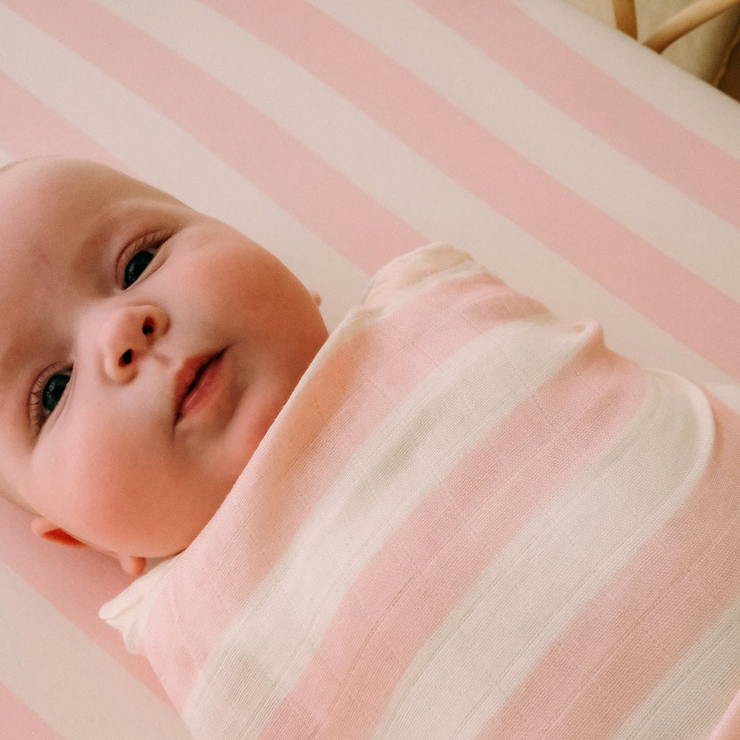 Bassinet | Fitted Sheet/Change Pad Cover | Organic - Petal Stripe