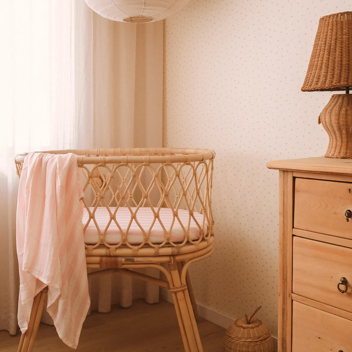 Bassinet | Fitted Sheet/Change Pad Cover | Organic - Petal Stripe