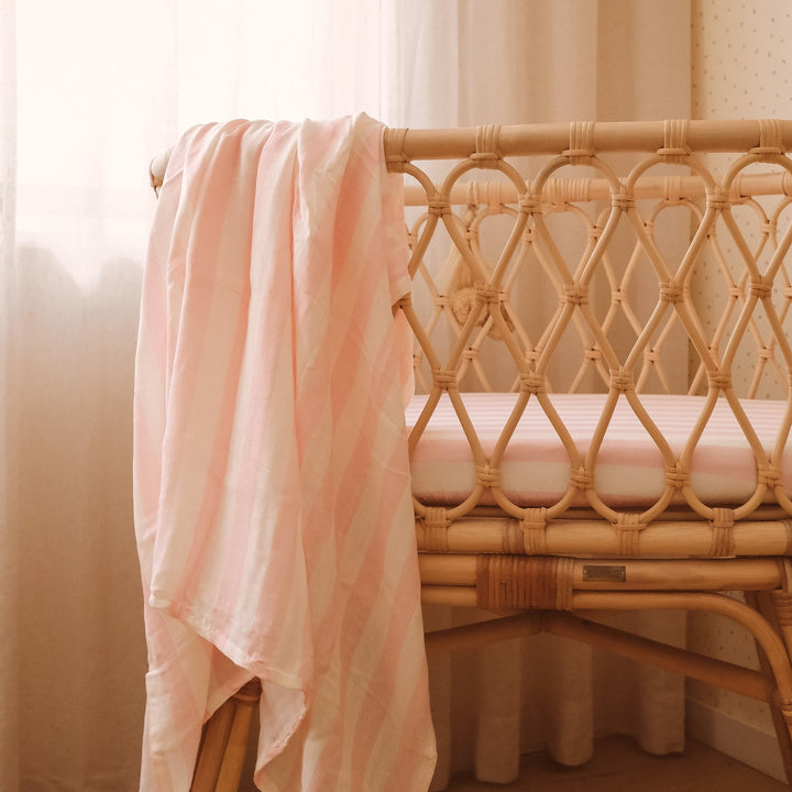 Bassinet | Fitted Sheet/Change Pad Cover | Organic - Petal Stripe