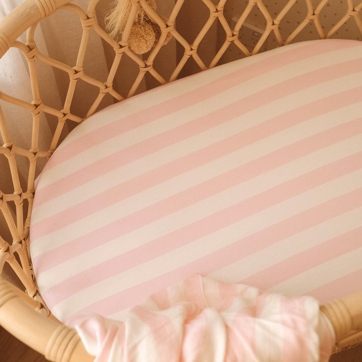 Bassinet | Fitted Sheet/Change Pad Cover | Organic - Petal Stripe