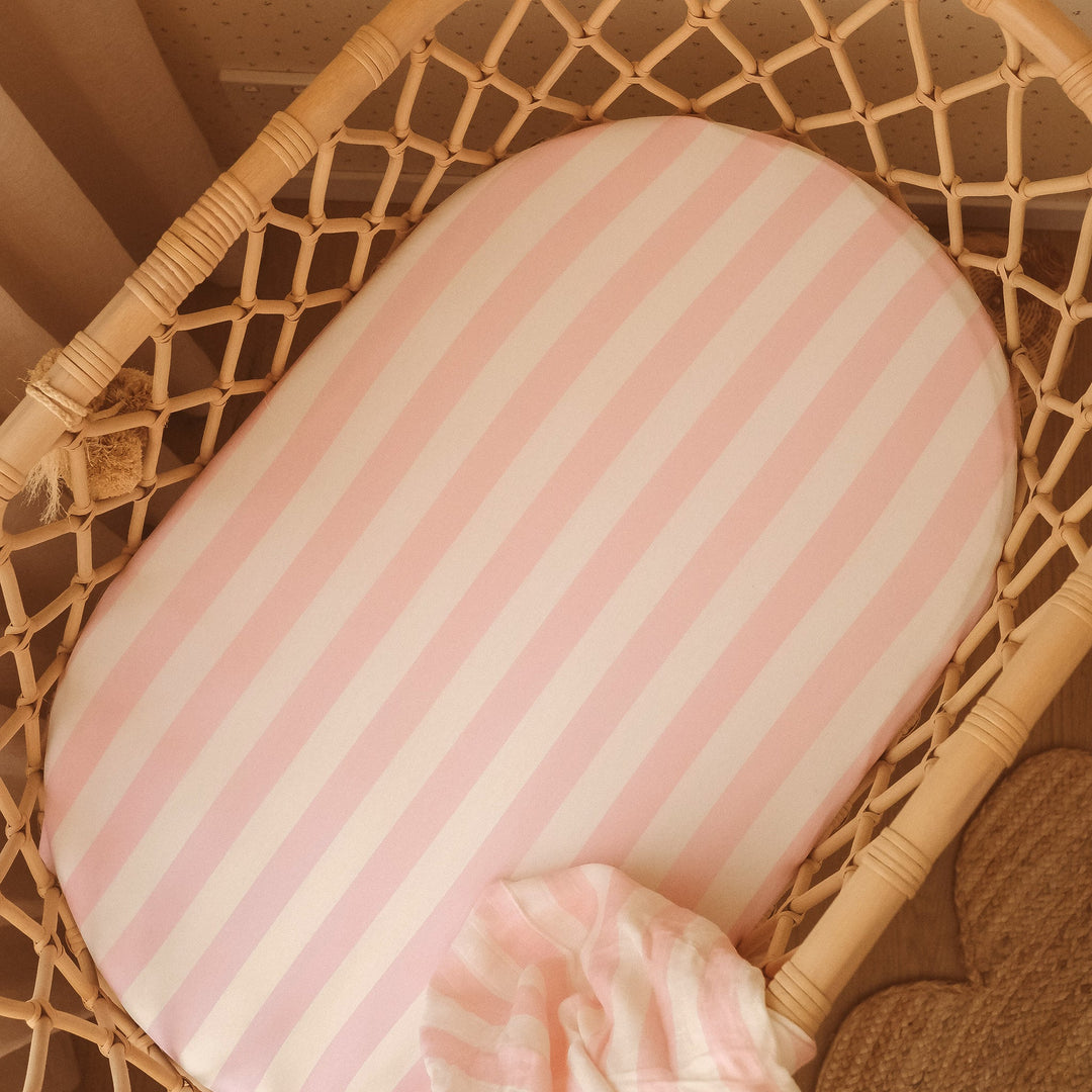 Bassinet | Fitted Sheet/Change Pad Cover | Organic - Petal Stripe