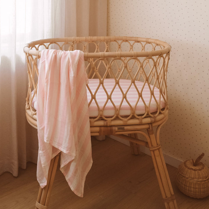 Bassinet | Fitted Sheet/Change Pad Cover | Organic - Petal Stripe