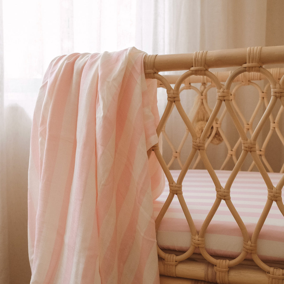 Bassinet | Fitted Sheet/Change Pad Cover | Organic - Petal Stripe