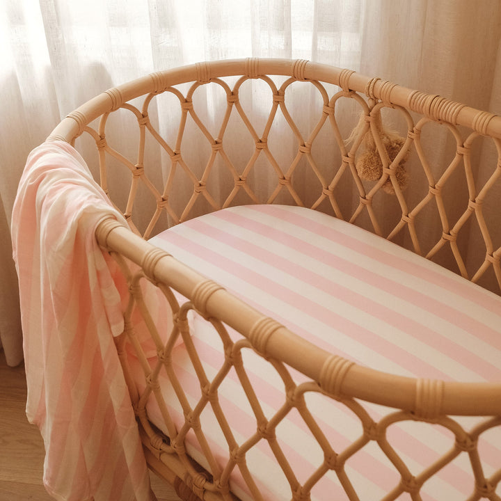 Bassinet | Fitted Sheet/Change Pad Cover | Organic - Petal Stripe