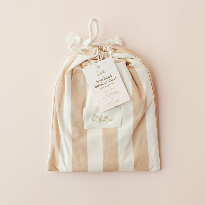 Bassinet | Fitted Sheet/Change Pad Cover | Organic - Coffee Stripe