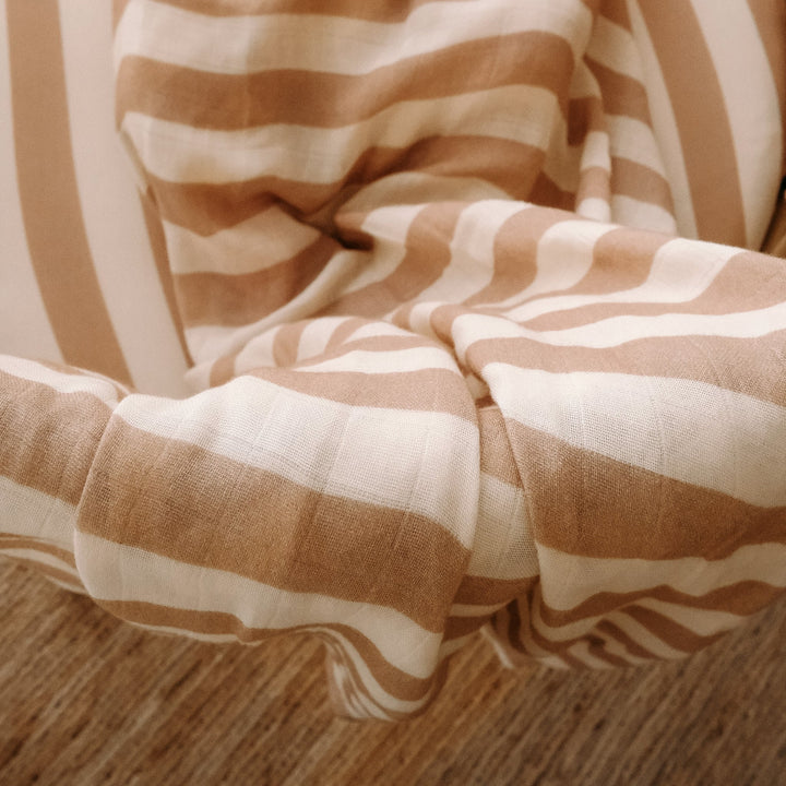 Bassinet | Fitted Sheet/Change Pad Cover | Organic - Coffee Stripe