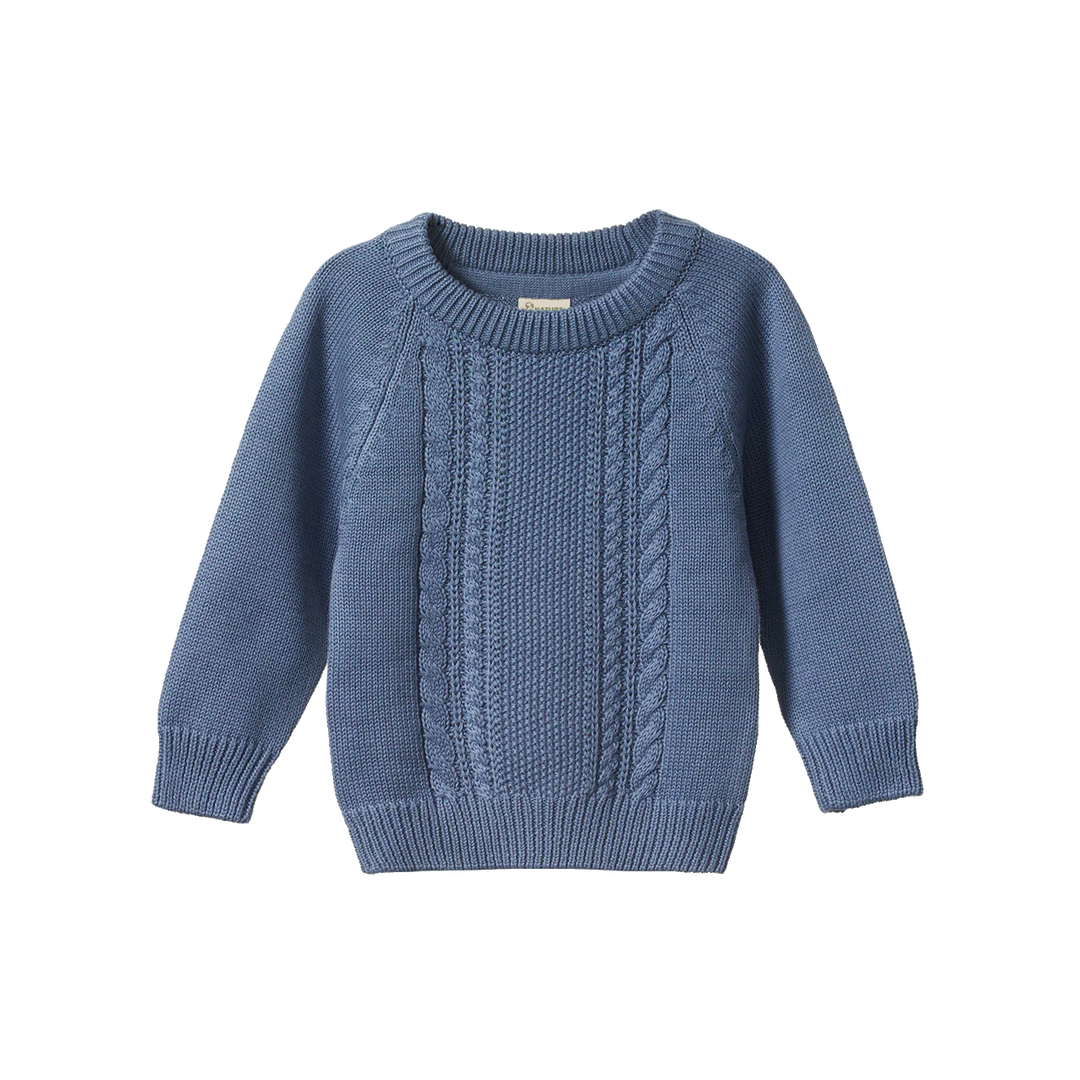 Billy Jumper | Cable Knit - Dusty Blue