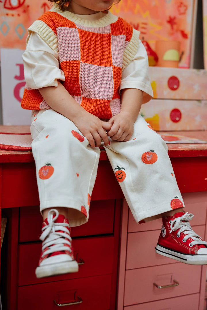 Nonno Vest | Check - Pink + Orange