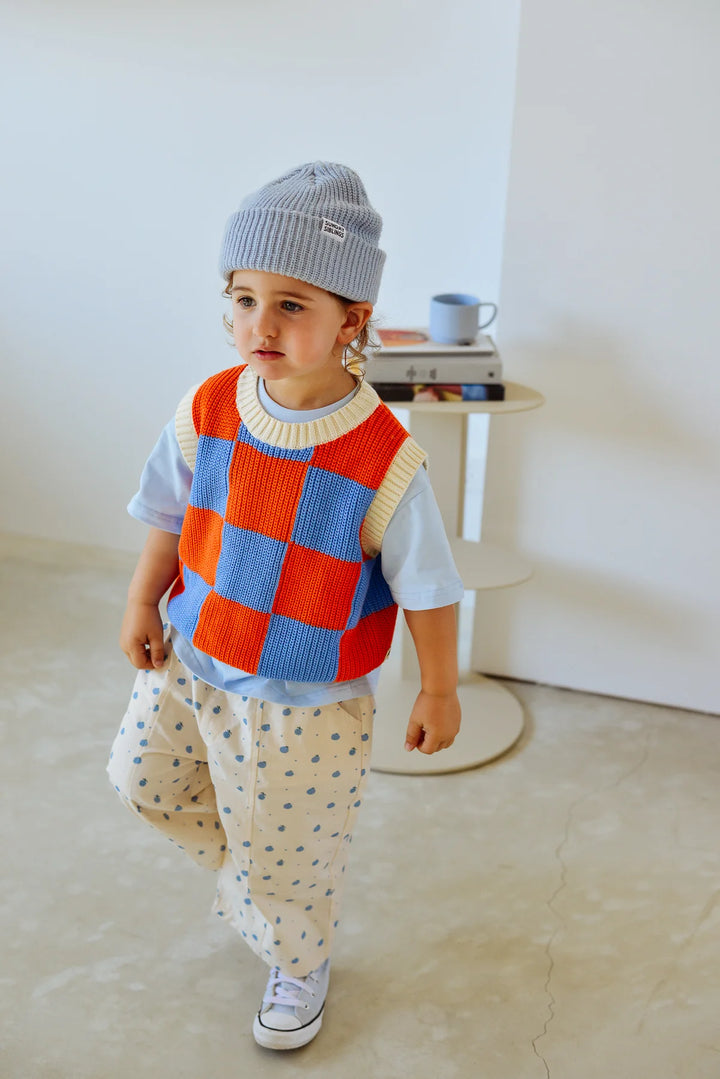 Nonno Vest | Check - Blue + Orange
