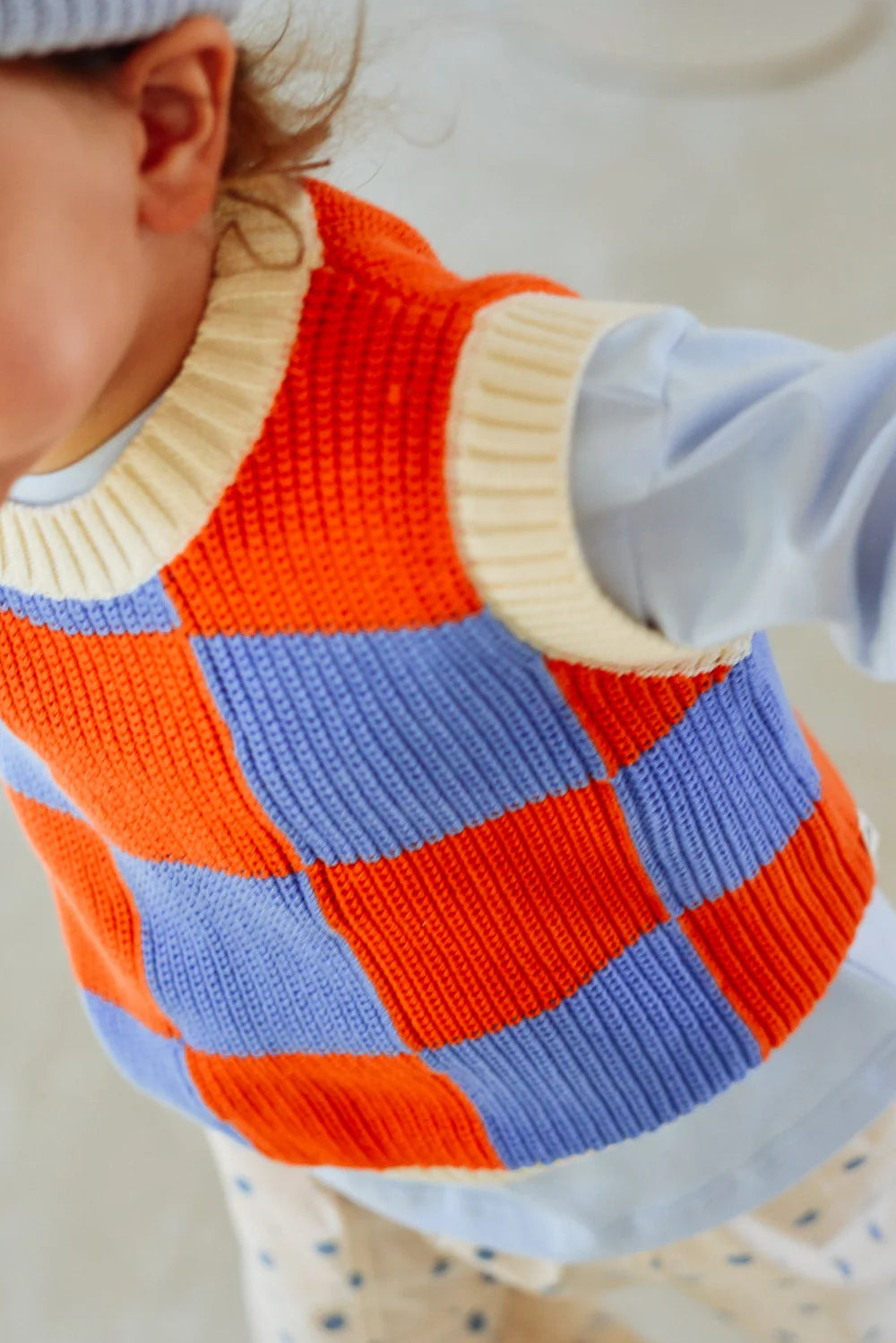 Nonno Vest | Check - Blue + Orange