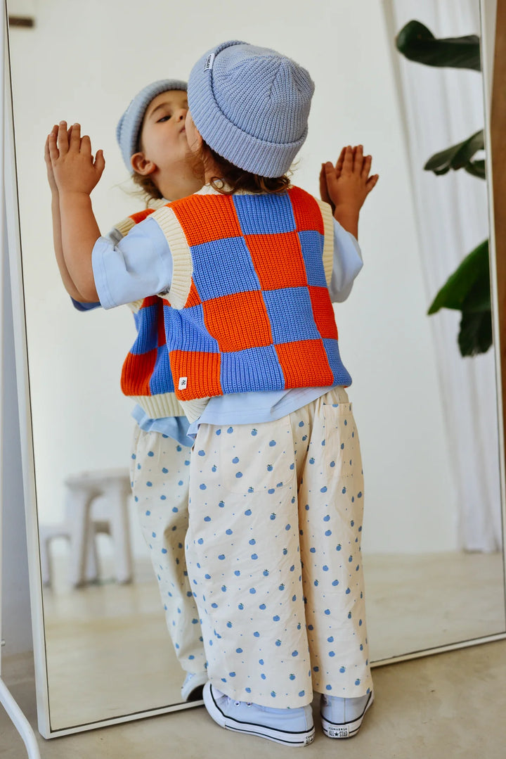 Nonno Vest | Check - Blue + Orange