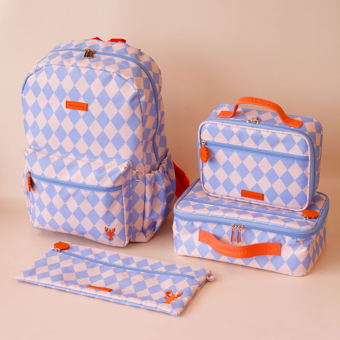 Large Pencil Case | Blue Diamonds