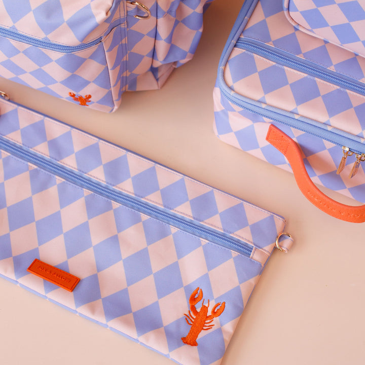 Large Pencil Case | Blue Diamonds