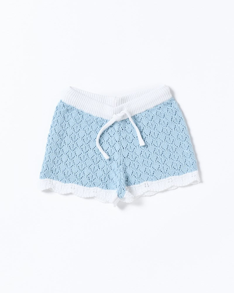 Bella Knit Shorts - Blue and White