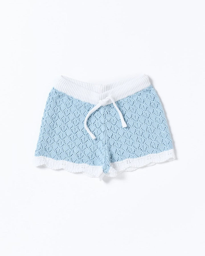 Bella Knit Shorts - Blue and White