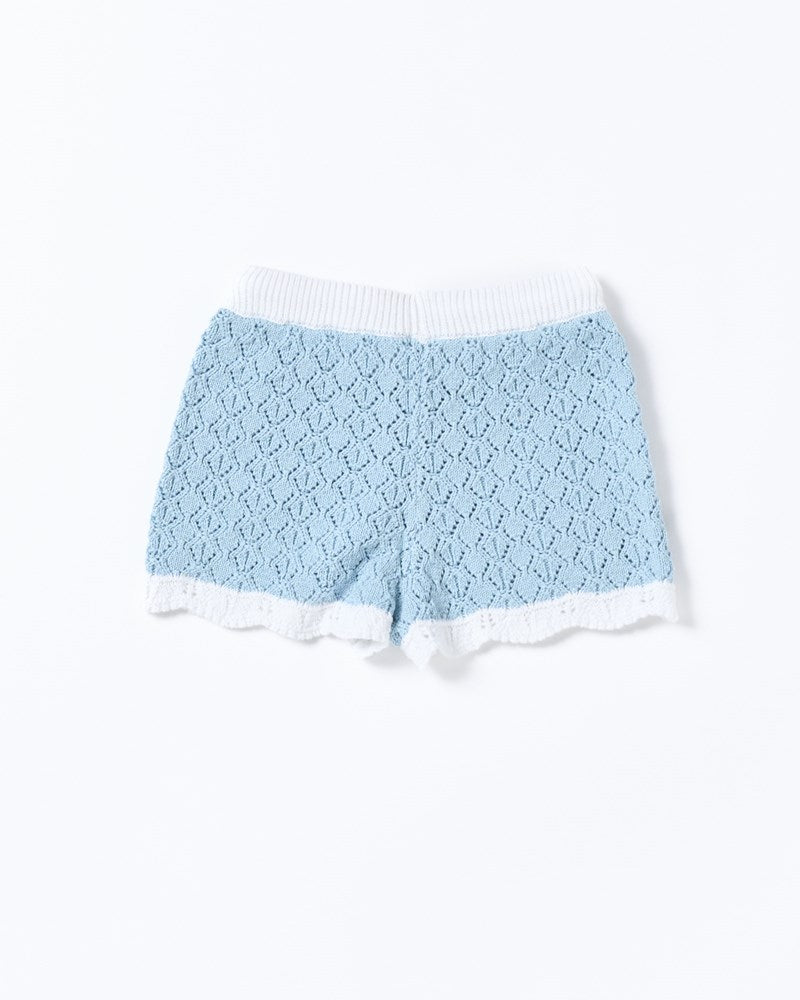 Bella Knit Shorts - Blue and White