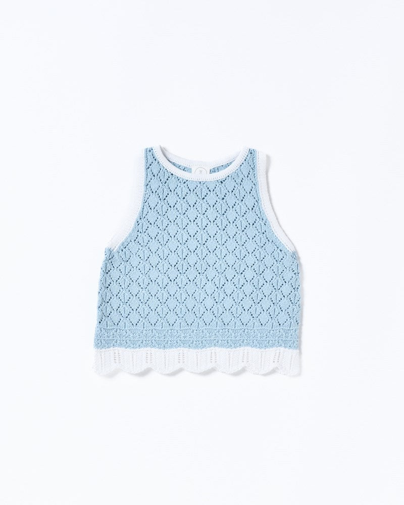 Bella Knit Tank - Blue and White