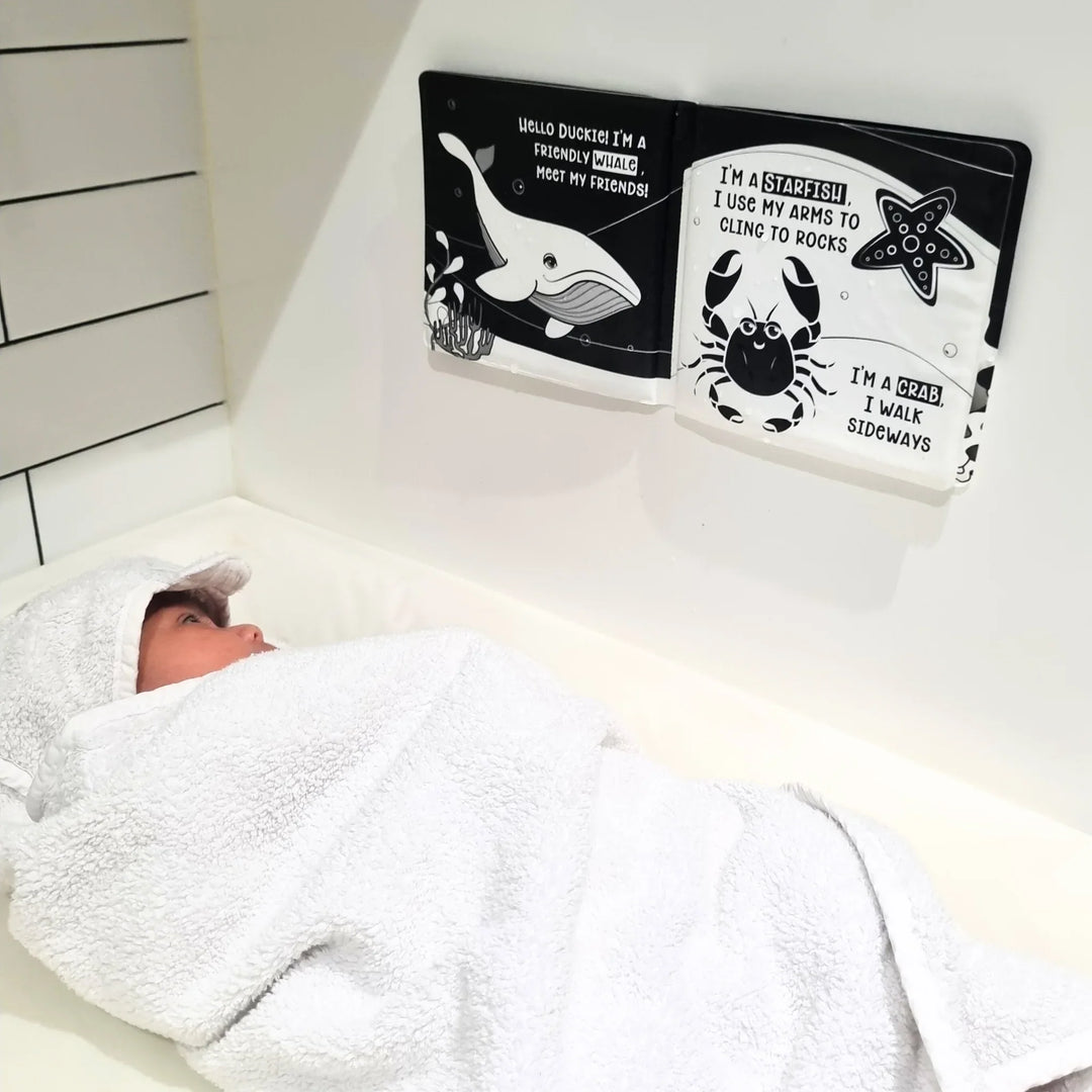 Black and White Bath Book | Duckie Goes On An Adventure
