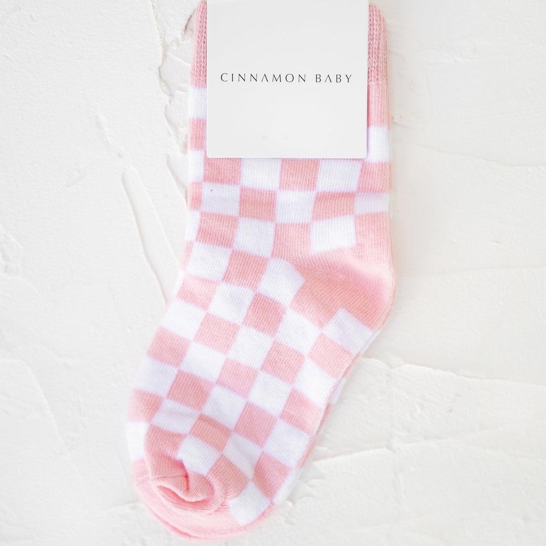 Socks | Checkered - Baby Pink