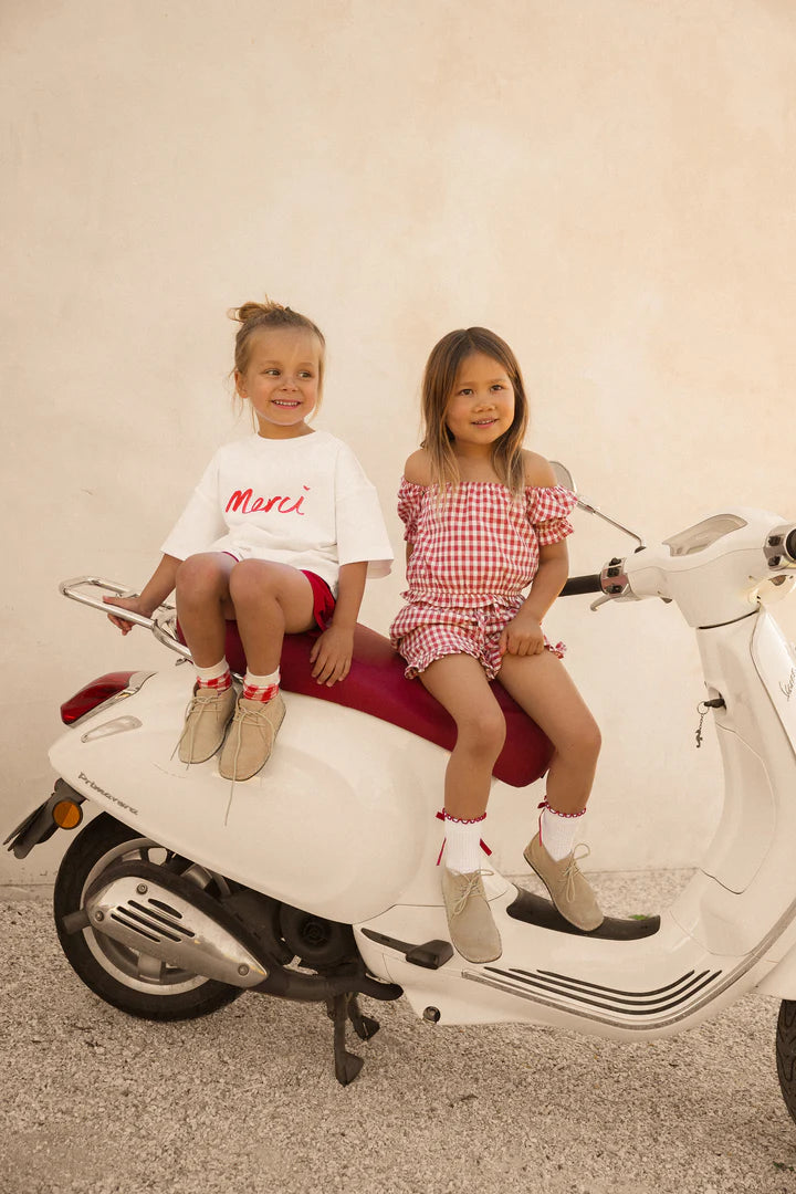 Frill Top | Gingham - Crimson