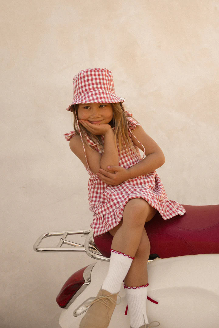 Bucket Hat | Gingham - Crimson