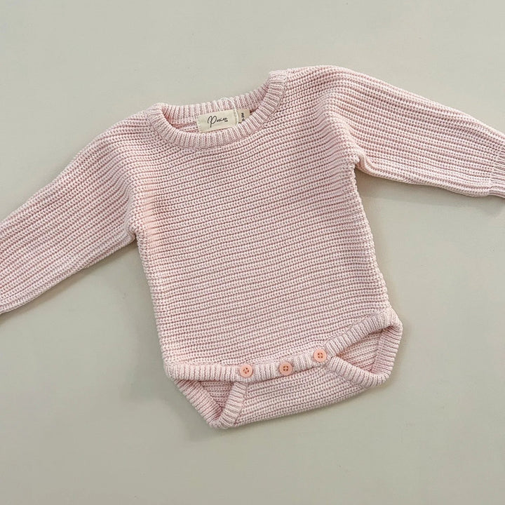 Classic Ribbed Romper - Baby Pink