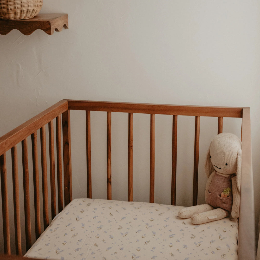 Cot | Fitted Sheet/Change Pad Cover | Organic - Forget-Me-Not