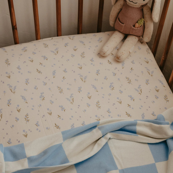 Cot | Fitted Sheet/Change Pad Cover | Organic - Forget-Me-Not