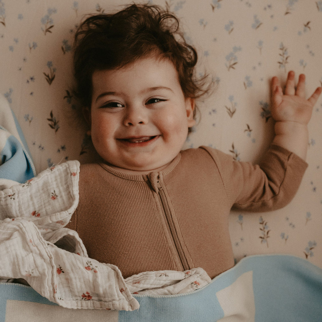 Cot | Fitted Sheet/Change Pad Cover | Organic - Forget-Me-Not