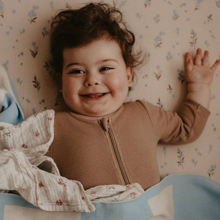 Cot | Fitted Sheet/Change Pad Cover | Organic - Forget-Me-Not