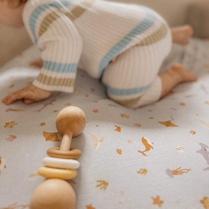 Bassinet | Fitted Sheet/Change Pad Cover | Organic - Ocean Creatures Sky