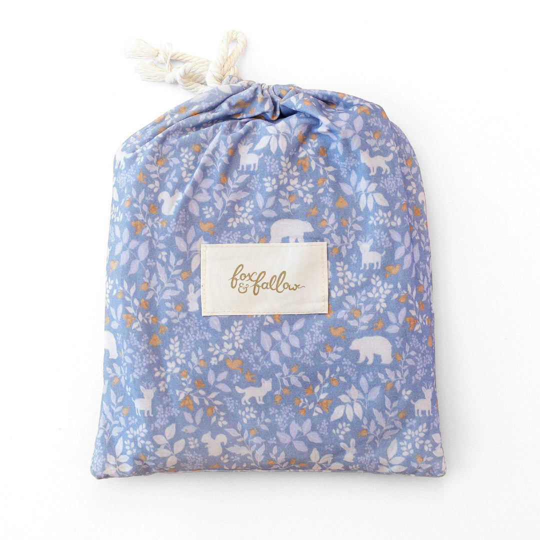 Cot | Fitted Sheet/Change Pad Cover | Organic - Forest Friends Cornflower