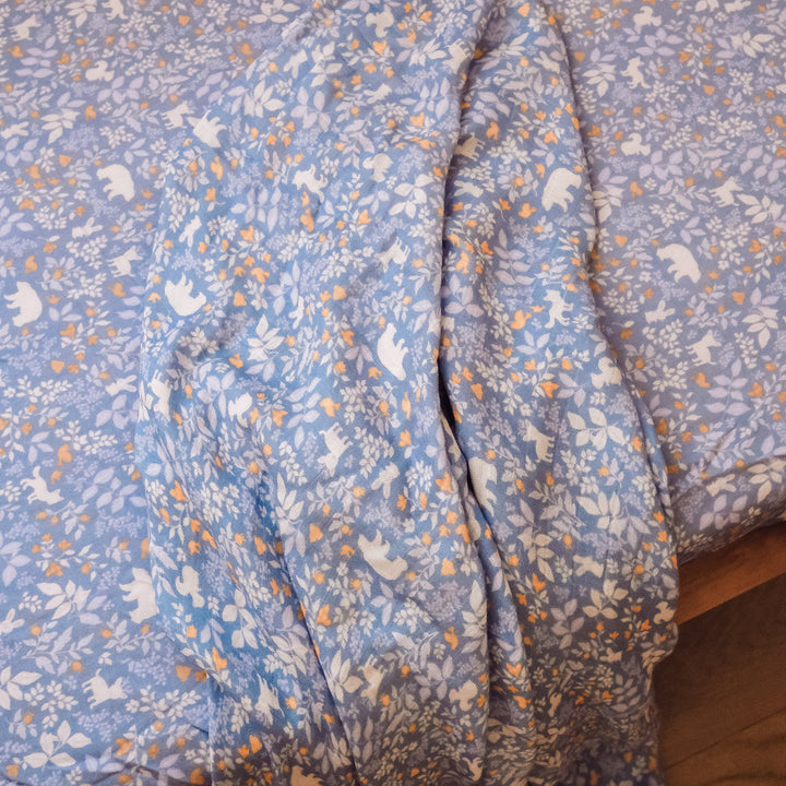 Cot | Fitted Sheet/Change Pad Cover | Organic - Forest Friends Cornflower