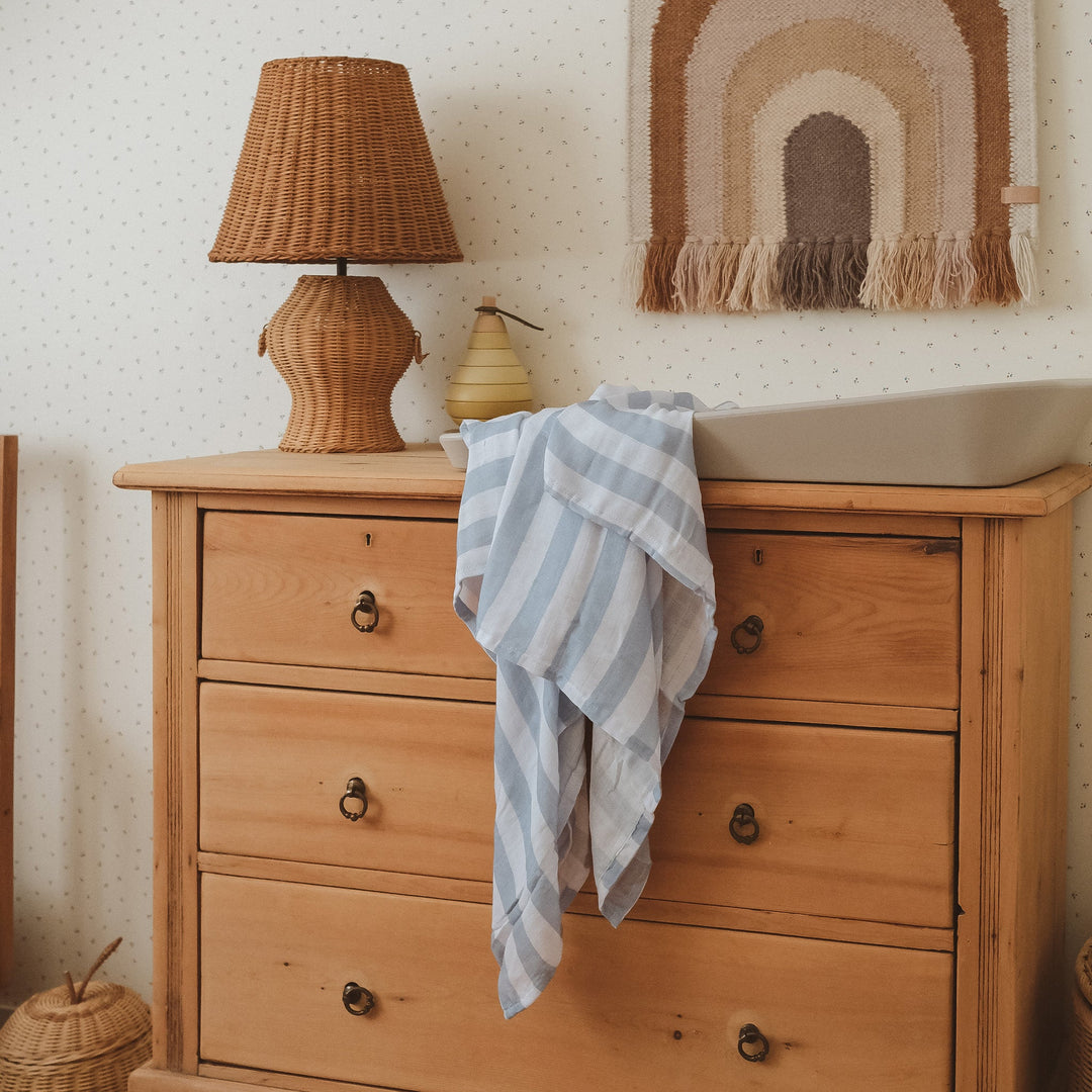 Cot | Fitted Sheet/Change Pad Cover | Organic - Cloud Stripe