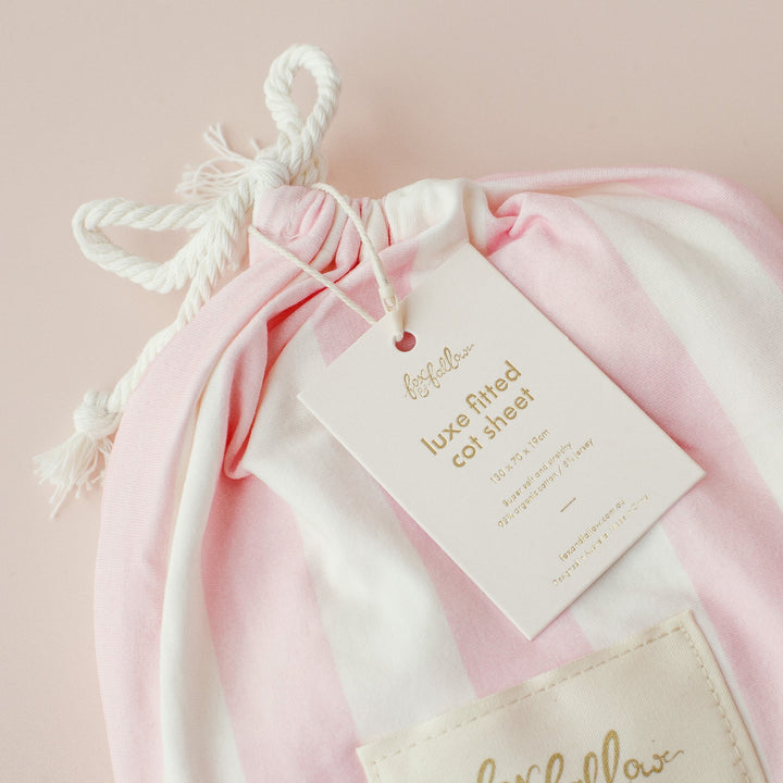 Cot | Fitted Sheet/Change Pad Cover | Organic - Petal Stripe