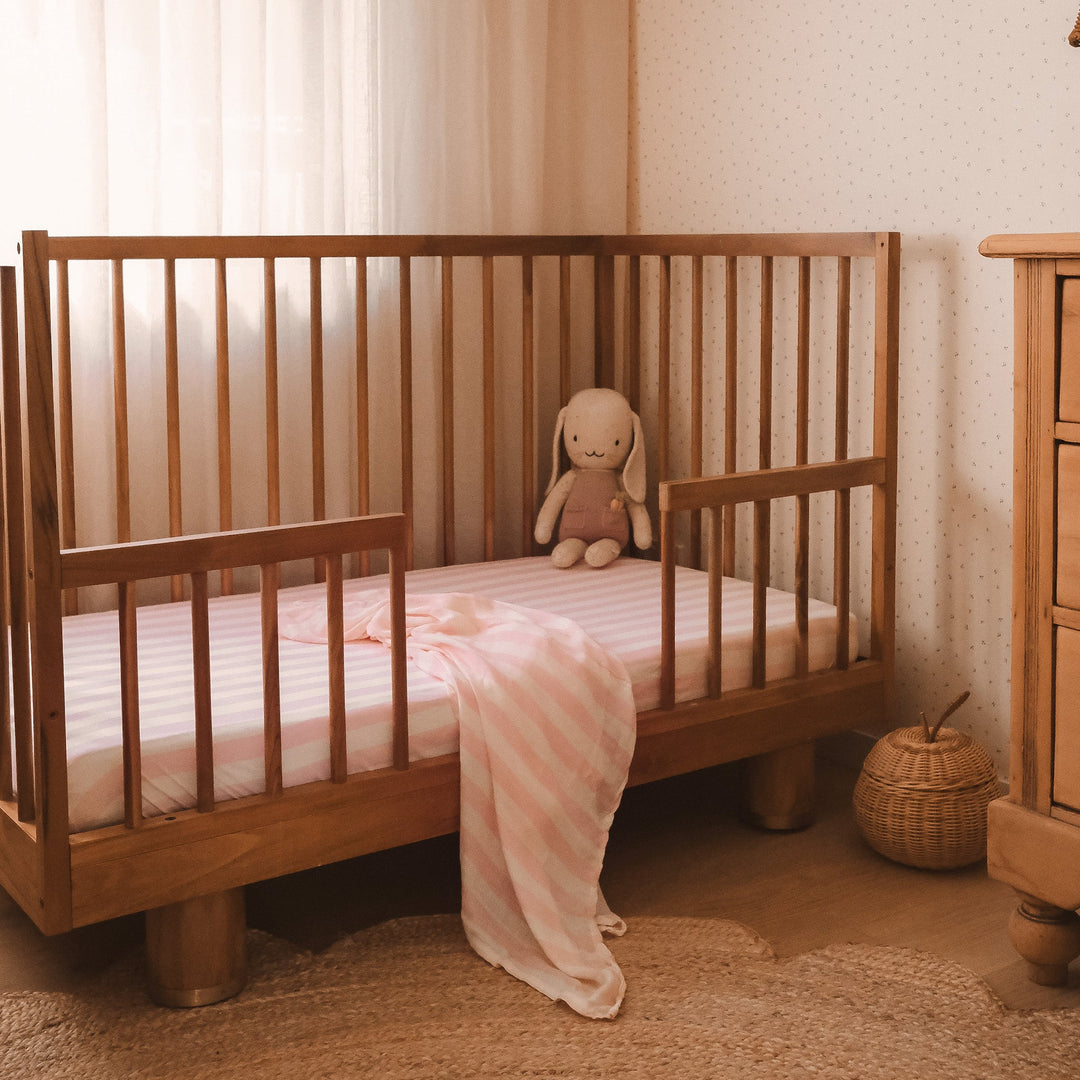 Cot | Fitted Sheet/Change Pad Cover | Organic - Petal Stripe