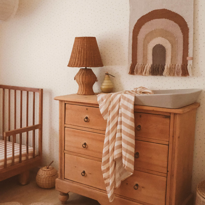 Bassinet | Fitted Sheet/Change Pad Cover | Organic - Coffee Stripe